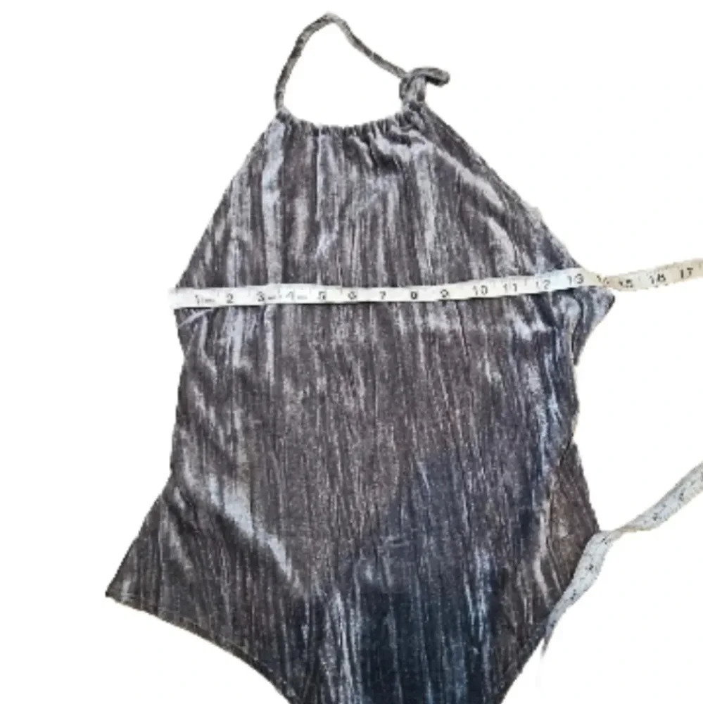 Out From Under Urban Outfitters Womens Gray Velvet Halter Party Bodysuit L - Picture 13 of 14
